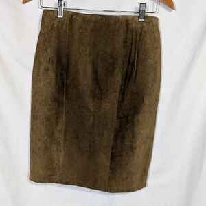 Winlet Genuine Suede Vntg Skirt Lined Knee Length Pencil Carmel Brown 7/8